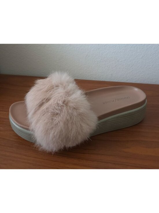Donald Pliner Shoes - Donald Pliner Pink Rabbit Fur Chunky Platform Slides Sandals Women's Sz 7.5M